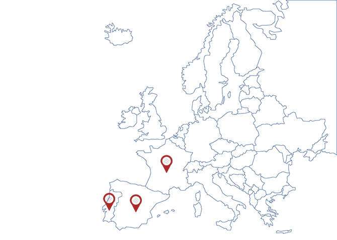 Mapa da Presença Internacional na Europa - França e Espanha